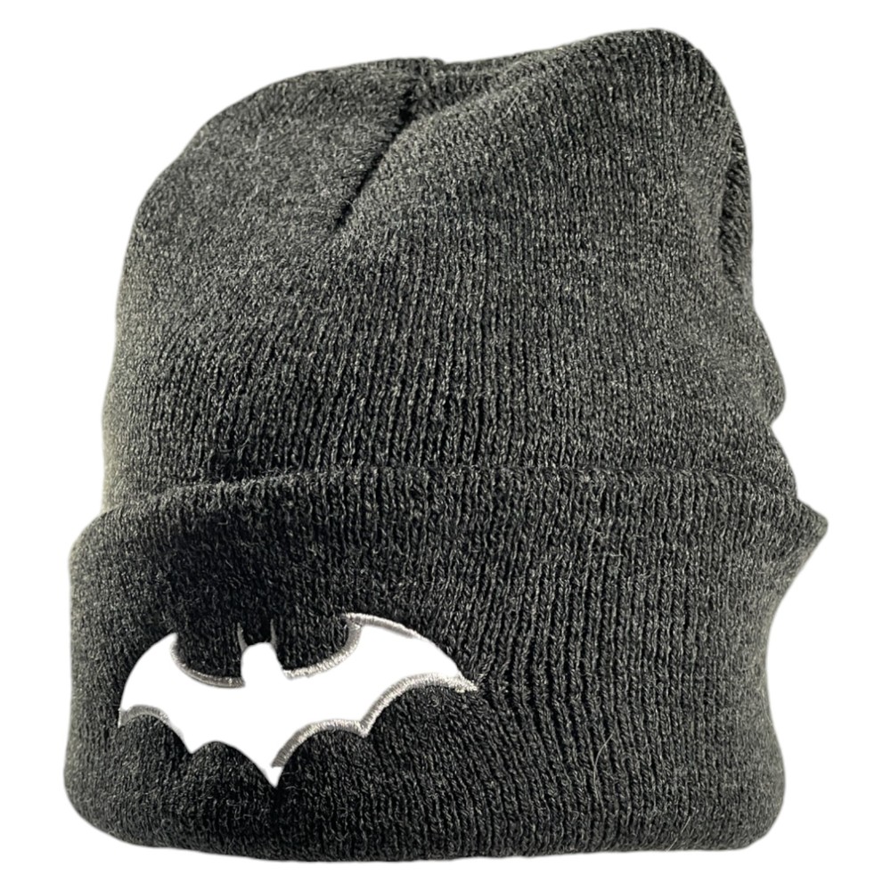 Batman Black Knit Beanie with White Bat Logo — One Size